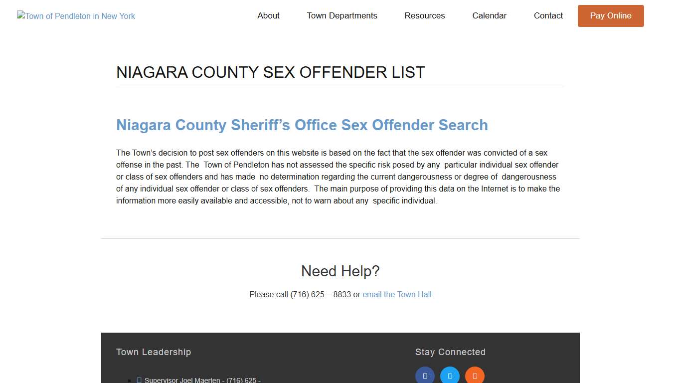 Niagara County Sex Offender List - Pendleton, NY